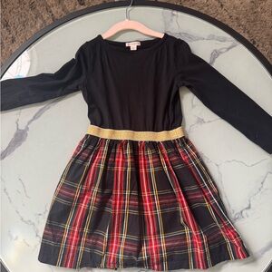 Crewcuts Black and Red Plaid Dress with Gold Accent